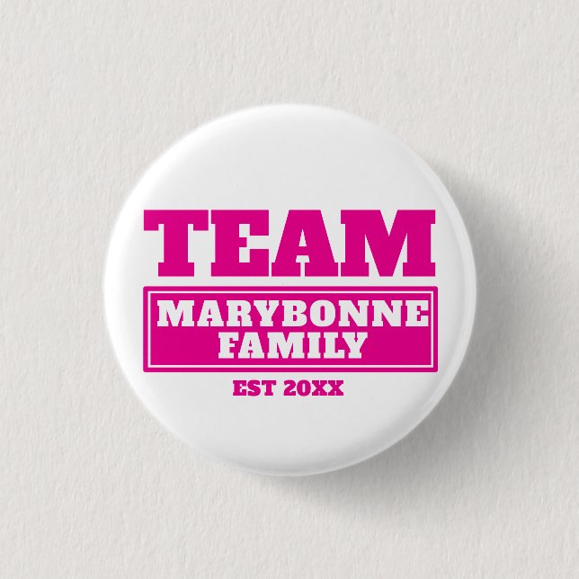 Team pink personalized family or team button (Front)