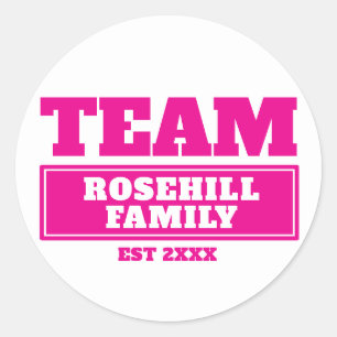 Team pink personalized family or team stickers