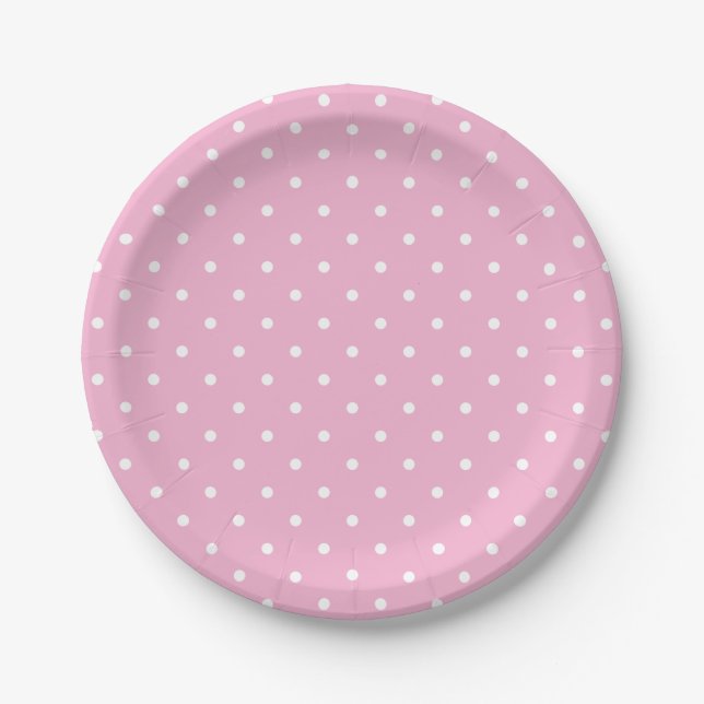 Team Pink Polka Dots Paper Plate (Front)