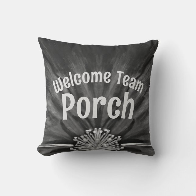 Team Porch / Established / B & W / Throw Pillow (Front)