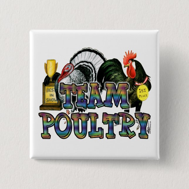 Team Poultry 2 Inch Square Button (Front)