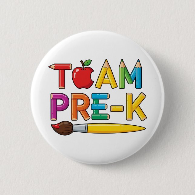Team Pre-K Colorful School 2 Inch Round Button (Front)