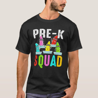Team Pre K Squad Crayon Preschool Teacher Back To T-Shirt