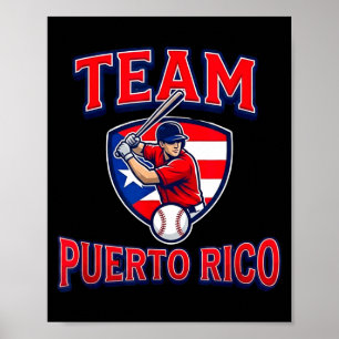 Team Puerto Rico Baseball Flag Patriotic  Poster