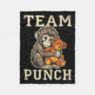 Team punch baby monkey and plush toy meme fleece blanket