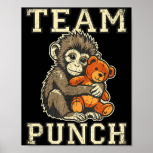 Team punch baby monkey and plush toy meme poster