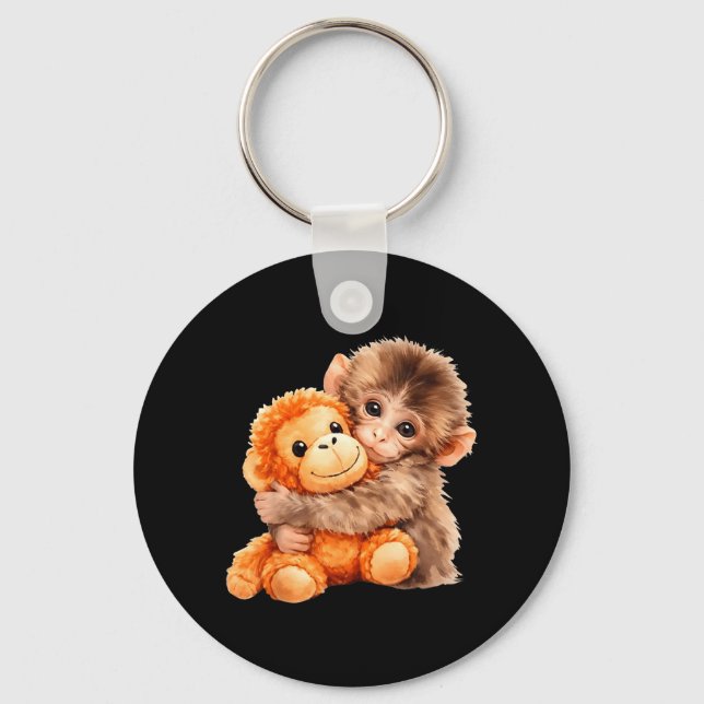 Team Punch Baby Monkey Punch Trend Meme Graphic Keychain (Front)