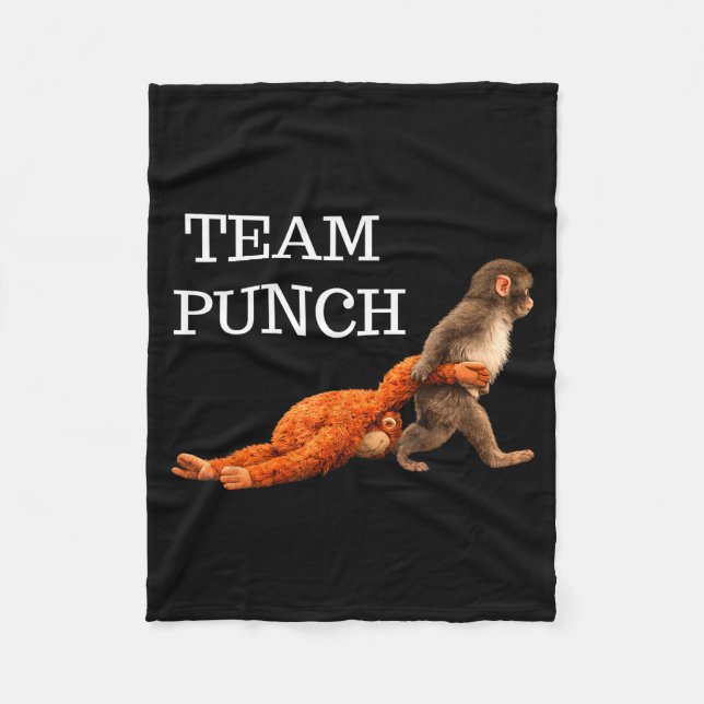 Team punch baby monkey punch trend meme graphic Te Fleece Blanket (Front)