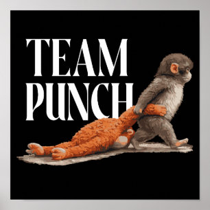 Team Punch Cute Japanese Monkey Poster
