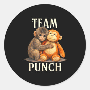 Team punch cute monkey and bear design classic round sticker