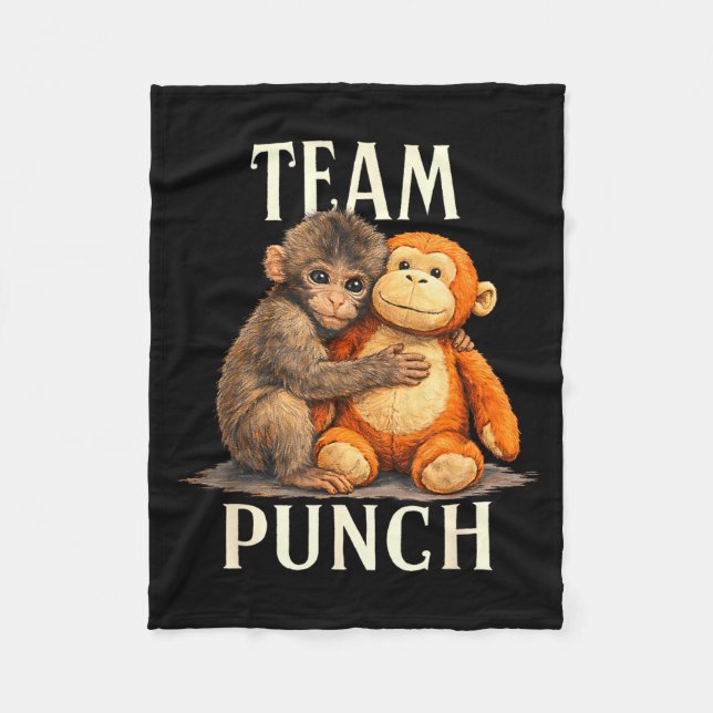 Team punch cute monkey and bear design  fleece blanket (Front)