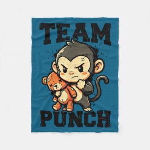Team punch tough baby monkey plush toy meme fleece blanket