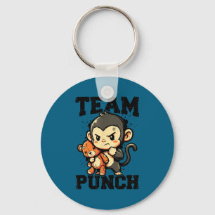 Team punch tough baby monkey plush toy meme keychain