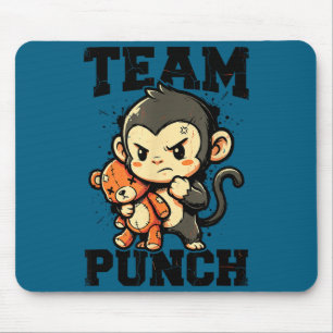 Team punch tough baby monkey plush toy meme mouse pad