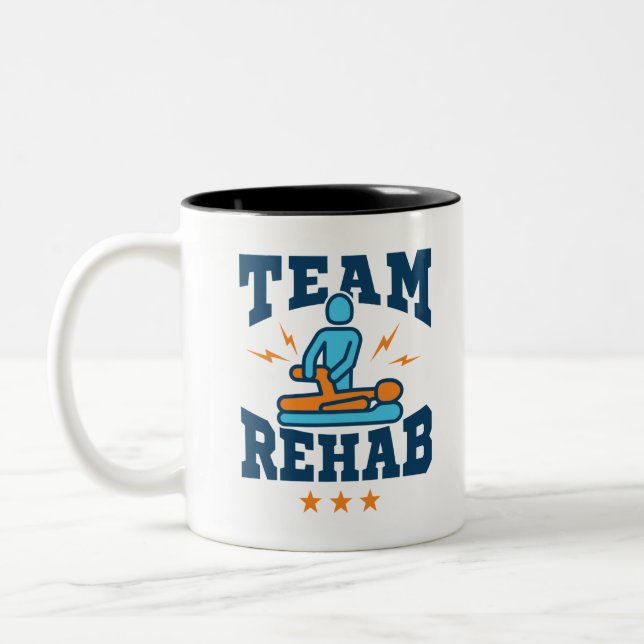 Team Rehab Physical Therapy Therapist Squad Staff Two-Tone Coffee Mug (Left)