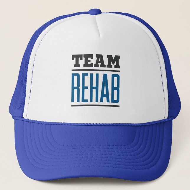 Team Rehab Rehabilitation Technician Therapist Trucker Hat (Front)