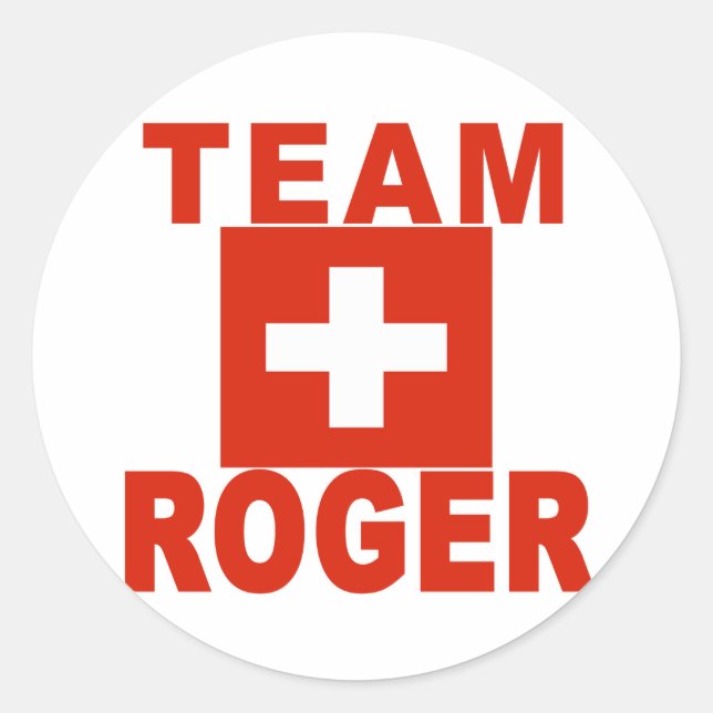 Team Roger with Swiss Flag Classic Round Sticker (Front)