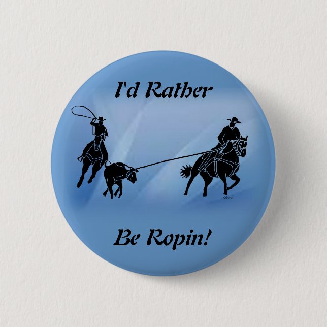 team ropers 201 2 inch round button (Front)