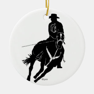 team ropers ceramic ornament