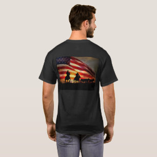 Team Ropers with American Flag Cowboy Roping T-Shirt