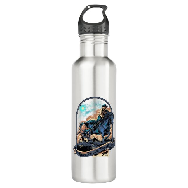Team Roping Header Cowboy Western Rodeo Ranch 710 Ml Water Bottle (Front)
