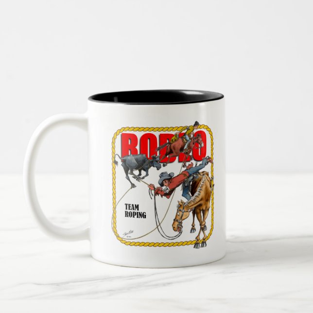 Team Roping Two-Tone Coffee Mug (Left)
