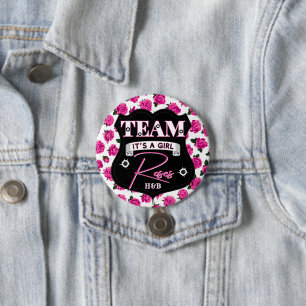 Team Roses Guns or Roses Gender Reveal Baby Shower 3 Inch Round Button