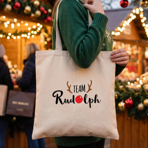 Team Rudolph Christmas Quote Tote Bag