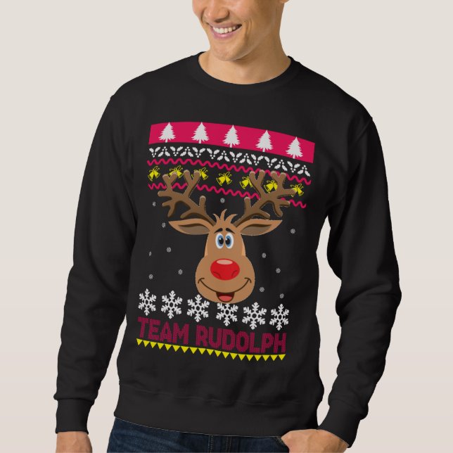 Team Rudolph Santa Reindeer Ugly Sweater (Front)