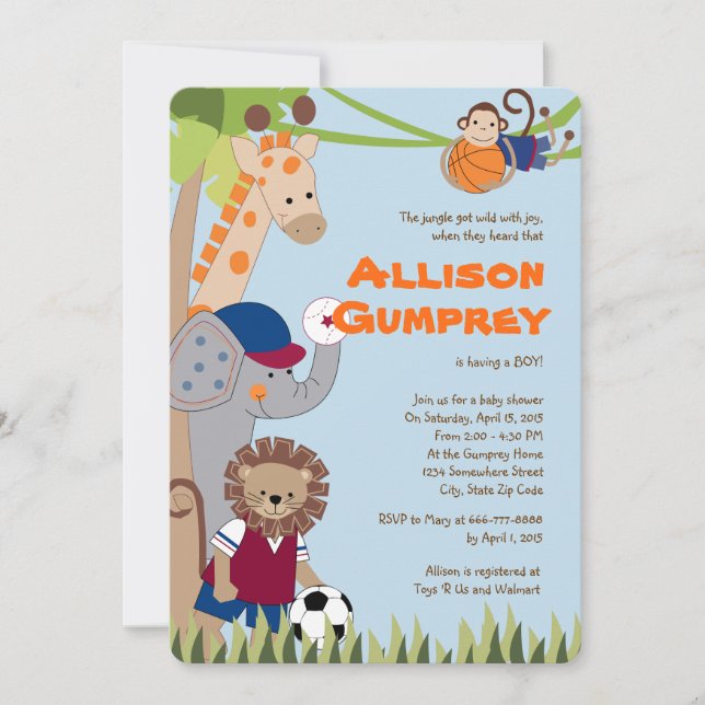 Team Safari Baby Shower Invitation (Front)