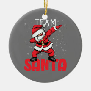 Team Santa Dabbing Santa In The Snow Christmas Ceramic Ornament