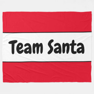 TEAM SANTA Festive Retro Bright Red White Stripes Fleece Blanket