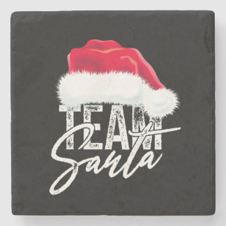 Team Santa - Merry Christmas Design with Red Hat Stone Coaster