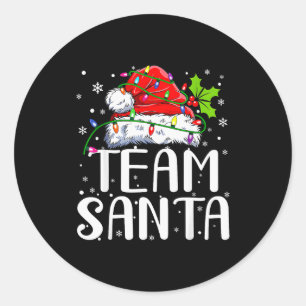 Team Santa Red Plaid Claus Hat Christmas Lights Pa Classic Round Sticker