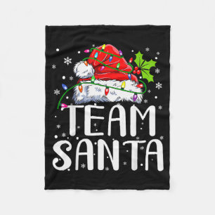 Team Santa Red Plaid Claus Hat Christmas Lights Pa Fleece Blanket