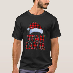 Team Santa Red Plaid Claus Hat Matching Family Chr T-Shirt