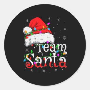 Team Santa Xmas Pajamas Matching Family Group Chri Classic Round Sticker
