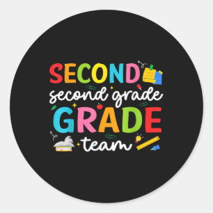 Team Second Grade 2nd Grade Teacher Squad Back To Classic Round Sticker