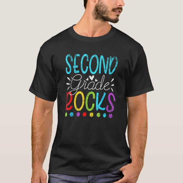 Team Second Grade Hello 2nd Grade Rocks Back To Sc T-Shirt (Front)