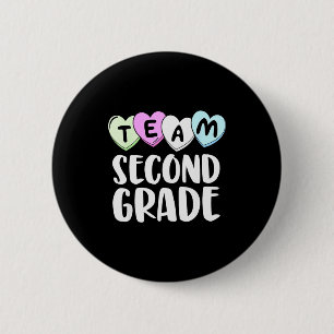 Team Second Grade Shirt 2nd Love Hearts Teacher Va 2 Inch Round Button
