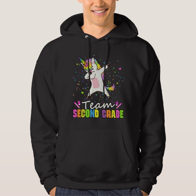 Team Second Grade Unicorn 2nd Grade Hoodie (Front)