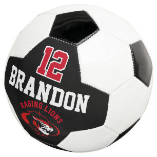 Team Soccer  Logo - Red, Black and White Soccer Ball