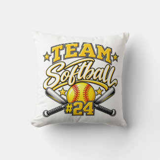 Team Softball #24 Sports Design Throw Pillow