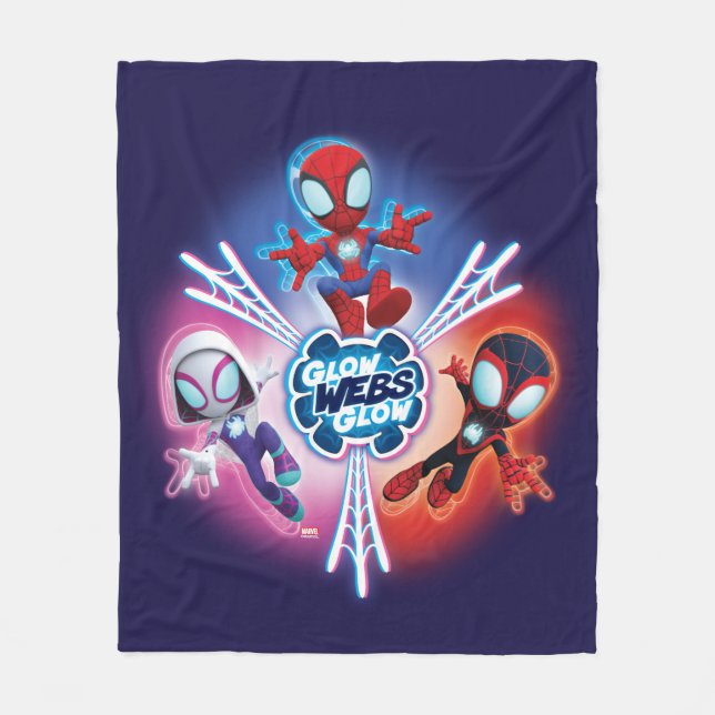 Team Spidey Glow Webs Glow Graphic Fleece Blanket (Front)
