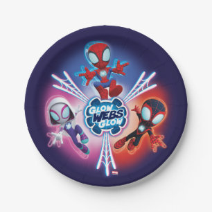 Team Spidey Glow Webs Glow Graphic Paper Plate