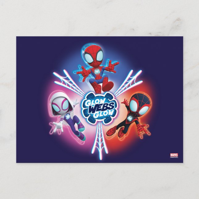 Team Spidey Glow Webs Glow Graphic Postcard (Front)