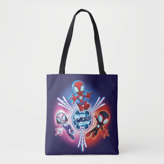 Team Spidey Glow Webs Glow Graphic Tote Bag (Front)