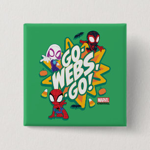 Team Spidey Halloween Go-Webs,-Go! 2 Inch Square Button