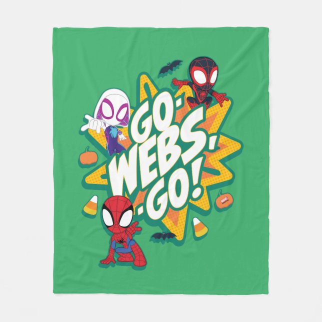Team Spidey Halloween Go-Webs,-Go! Fleece Blanket (Front)