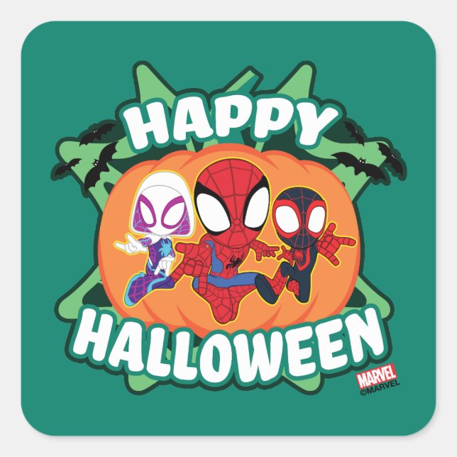Team Spidey Happy Halloween Square Sticker (Front)